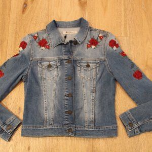 New With Tags Mavi Stretch Denim Jacket EMBROIDERED Stretch Small Roses SM